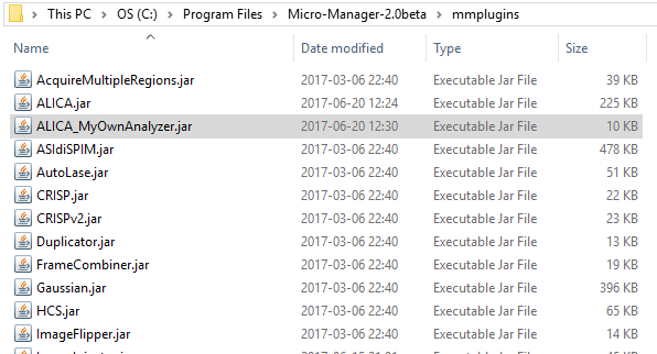 Placing the compiled jar file into the mmplugins folder.